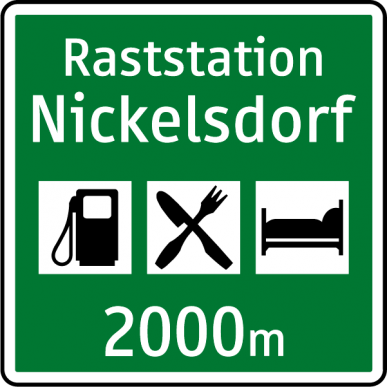 Vorwegweiser 2000 m oder 1000 m (Raststationen & Rastplätze)