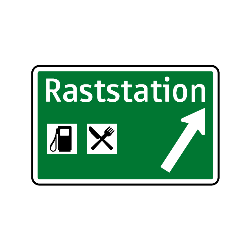 1. Ausfahrtswegweiser (Raststationen & Rastplätze)