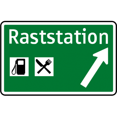 1. Ausfahrtswegweiser (Raststationen & Rastplätze)