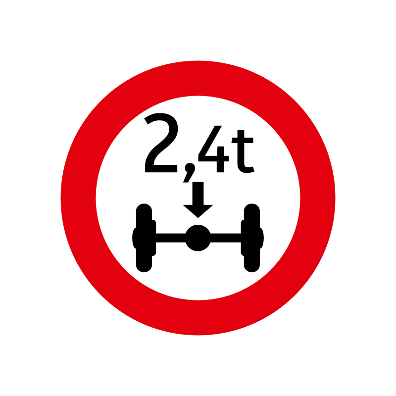 Fahrverbot für Fahrzeuge mit über ....t Achsdruck rückstrahlend