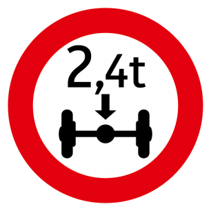 Fahrverbot für Fahrzeuge mit über ....t Achsdruck rückstrahlend