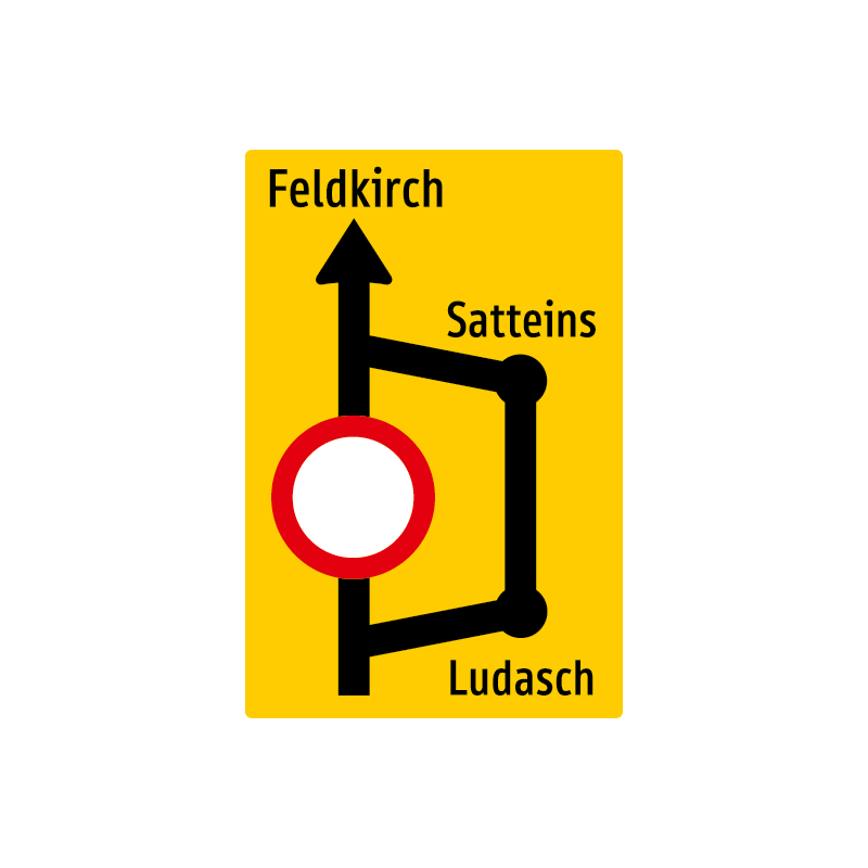 Avisotafel flach in rückstrahlender Folie gelb-schwarz, laut Skizze